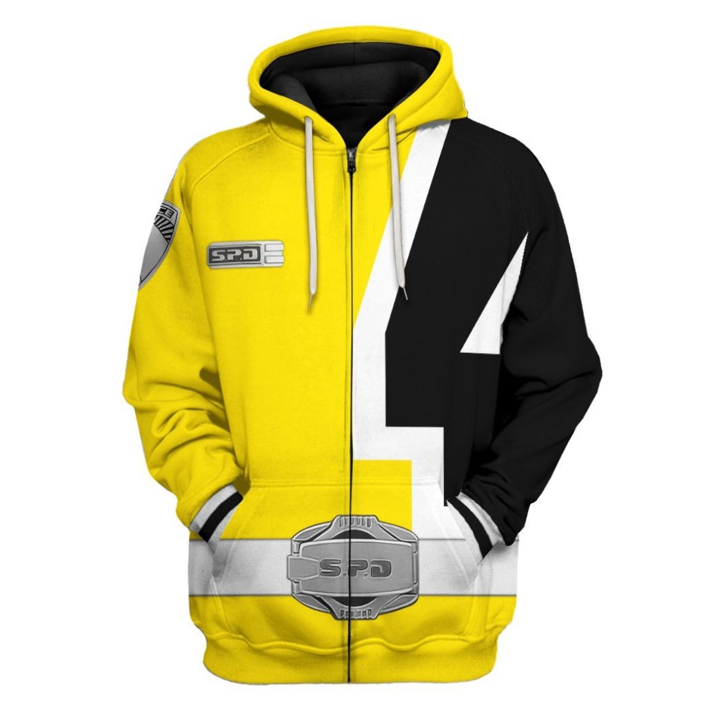 gearhuman 3d power rangers spd yellow tshirt hoodie apparel gb290120 3d apparel zip hoodie s 481292 - Power Rangers Mall