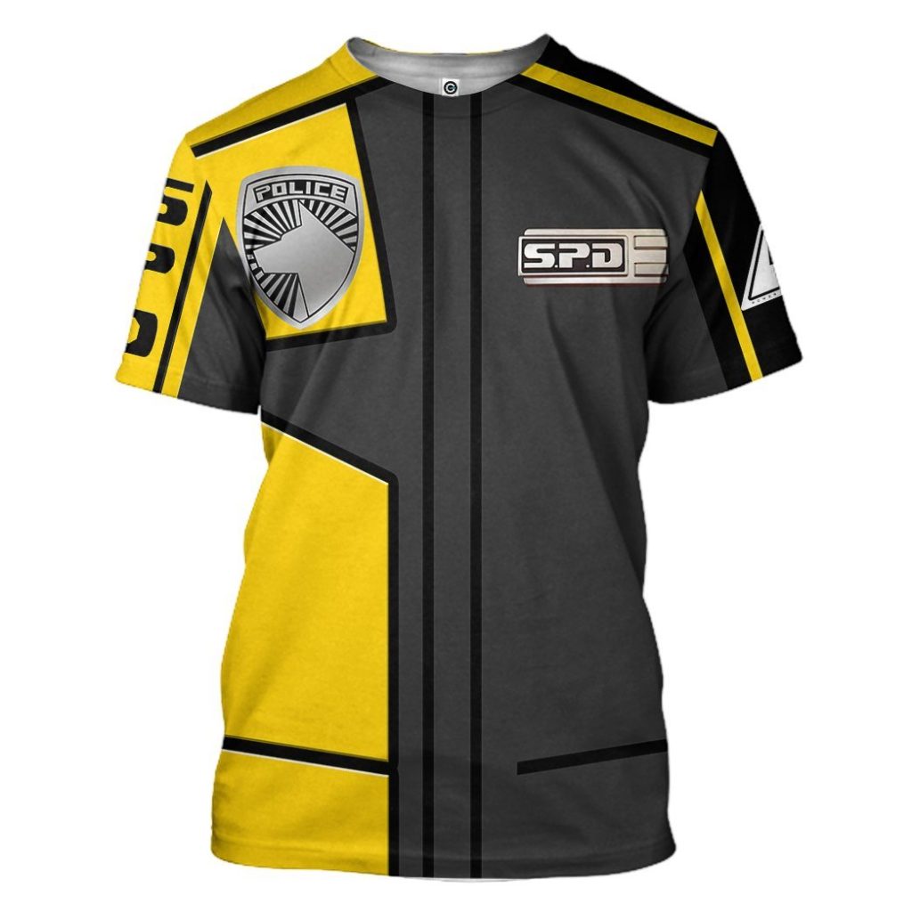 gearhuman 3d power rangers spd yellow uniform tshirt hoodie apparel gb290150 3d apparel t shirt s 161561 - Power Rangers Mall