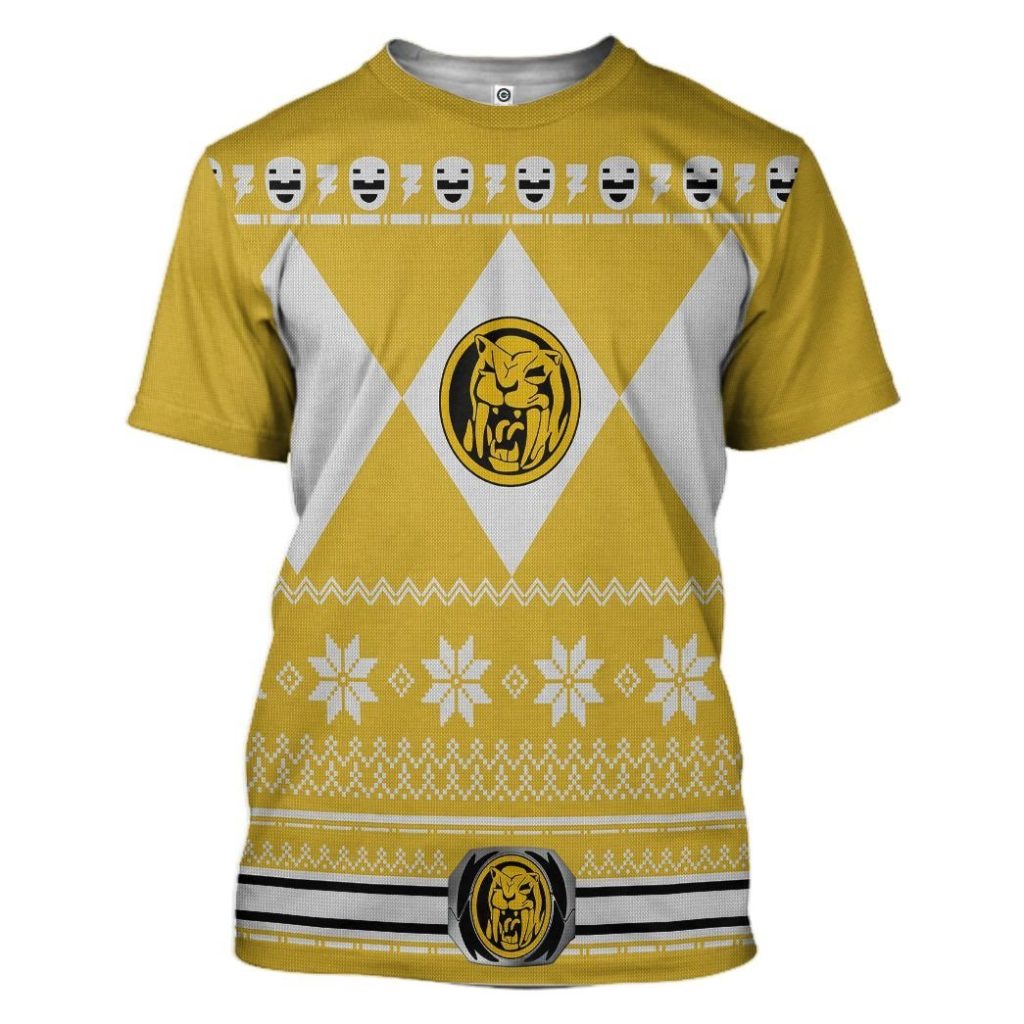 gearhuman 3d yellow power ranger custom tshirt hoodie apparel cw291010 3d apparel t shirt s 114391 - Power Rangers Mall