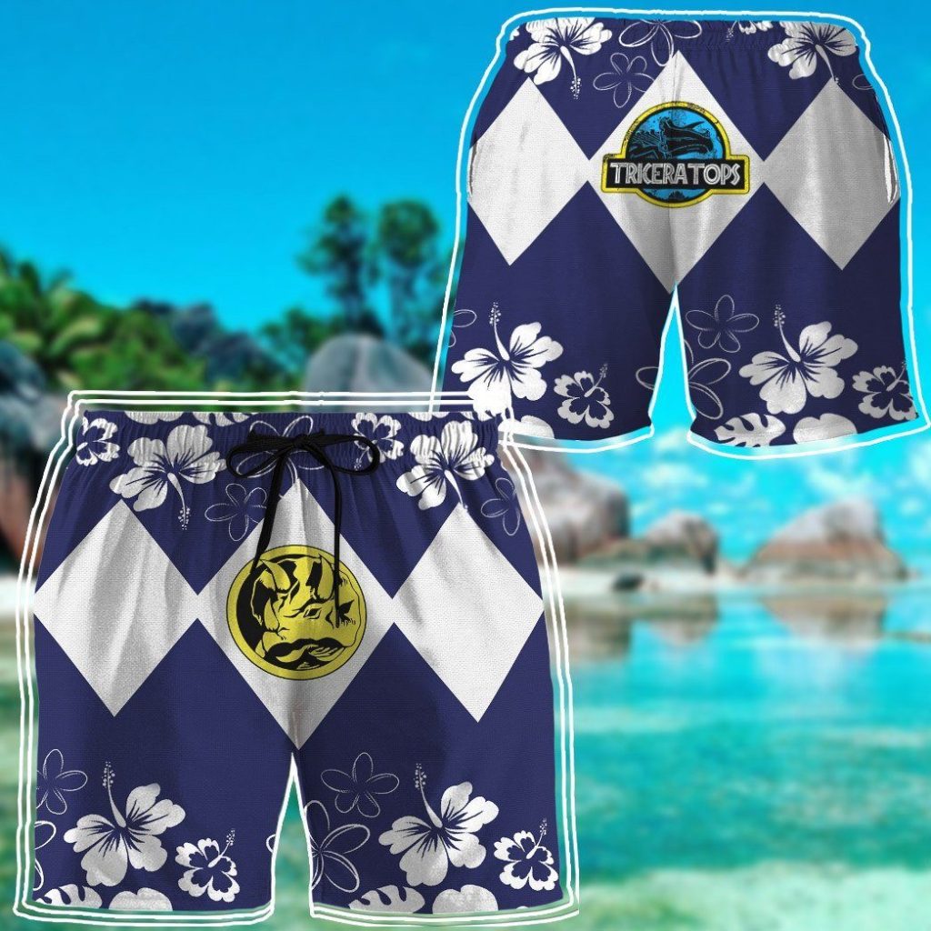 gearhumans 3d mighty morphin power ranger blue beach short zz160414 men shorts 197489 e9c64b7a 4b38 47f9 bdbf 71ce4652b699 - Power Rangers Mall