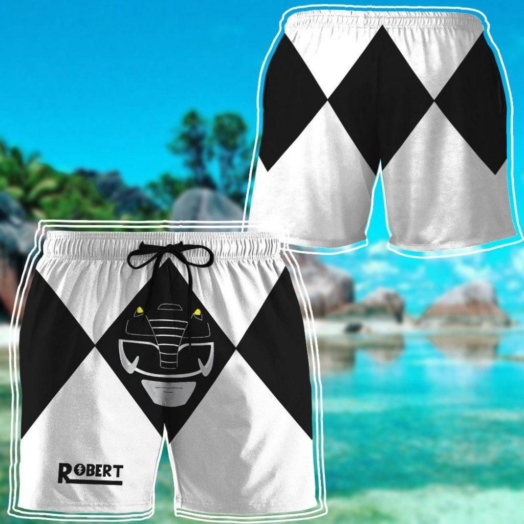 gearhumans 3d mighty morphin power rangers black ranger custom name beach shorts swim trunk gw0206212 men shorts 613229 - Power Rangers Mall