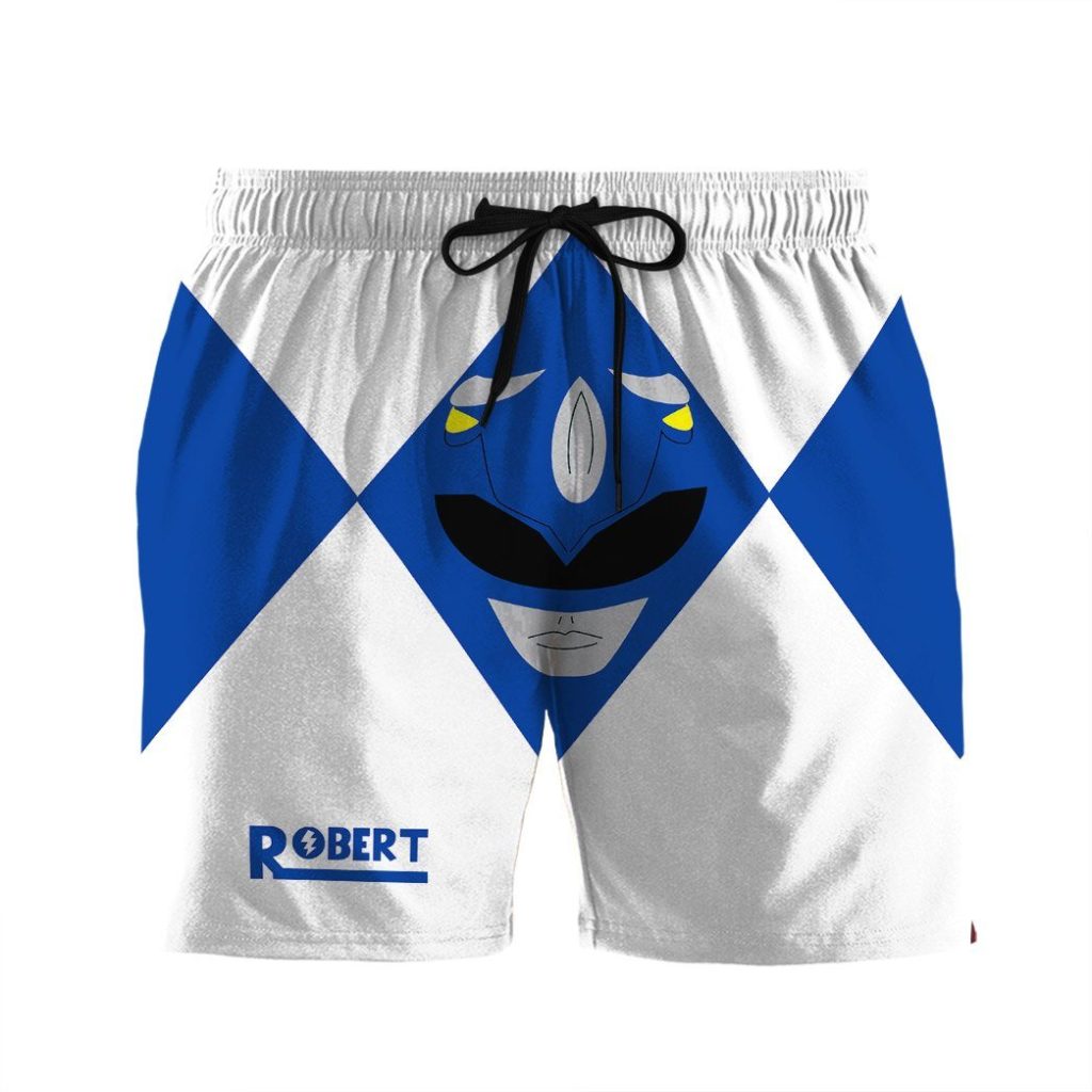 gearhumans 3d mighty morphin power rangers blue ranger custom name beach shorts swim trunk gw0206216 men shorts men shorts s 516412 - Power Rangers Mall
