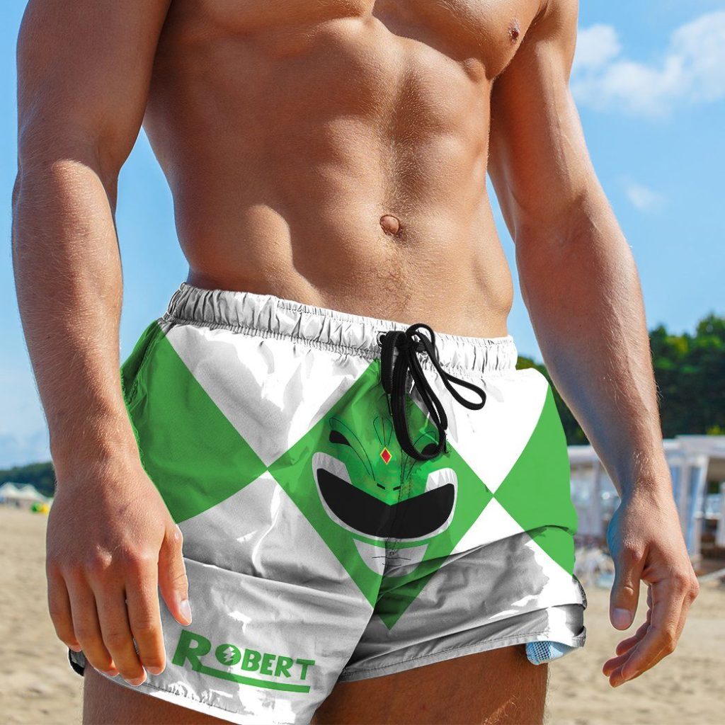 gearhumans 3d mighty morphin power rangers green ranger custom name beach shorts swim trunk gw0206215 men shorts 476984 - Power Rangers Mall