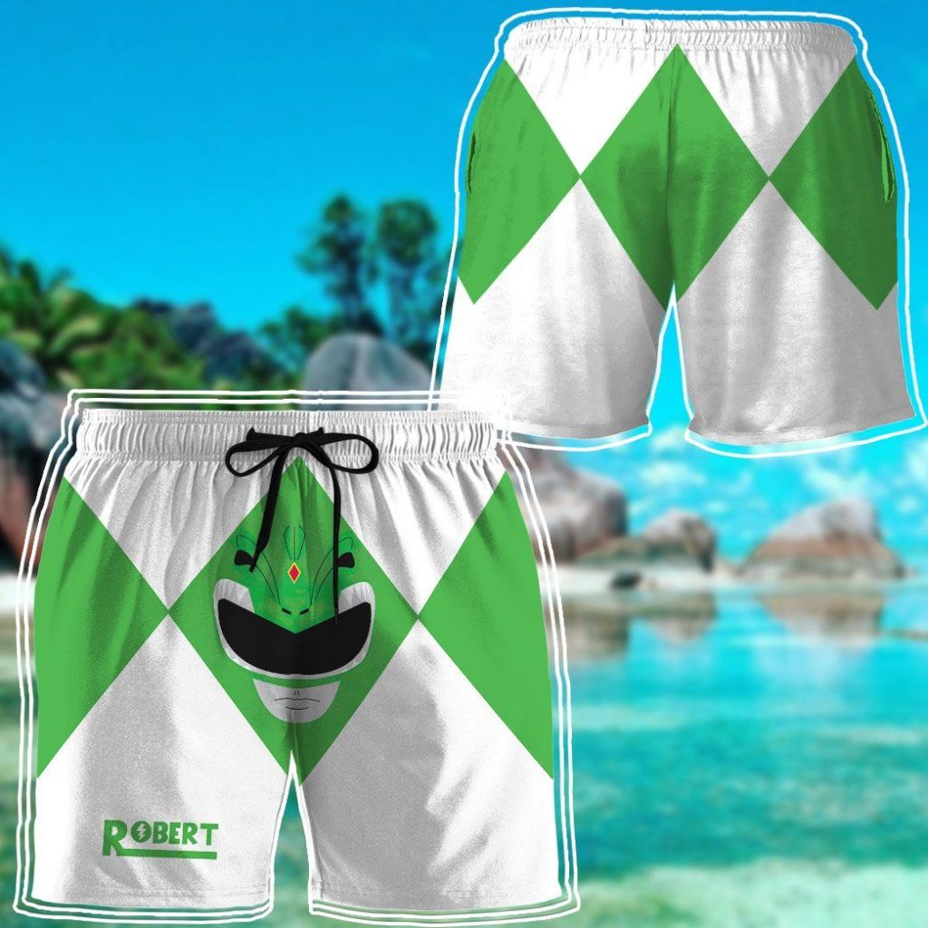 gearhumans 3d mighty morphin power rangers green ranger custom name beach shorts swim trunk gw0206215 men shorts 873955 - Power Rangers Mall