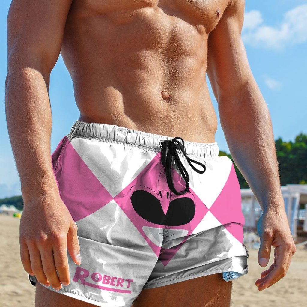 gearhumans 3d mighty morphin power rangers pink ranger custom name beach shorts swim trunk gw0206214 men shorts 737212 - Power Rangers Mall