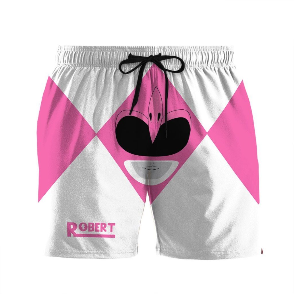 gearhumans 3d mighty morphin power rangers pink ranger custom name beach shorts swim trunk gw0206214 men shorts men shorts s 292959 - Power Rangers Mall