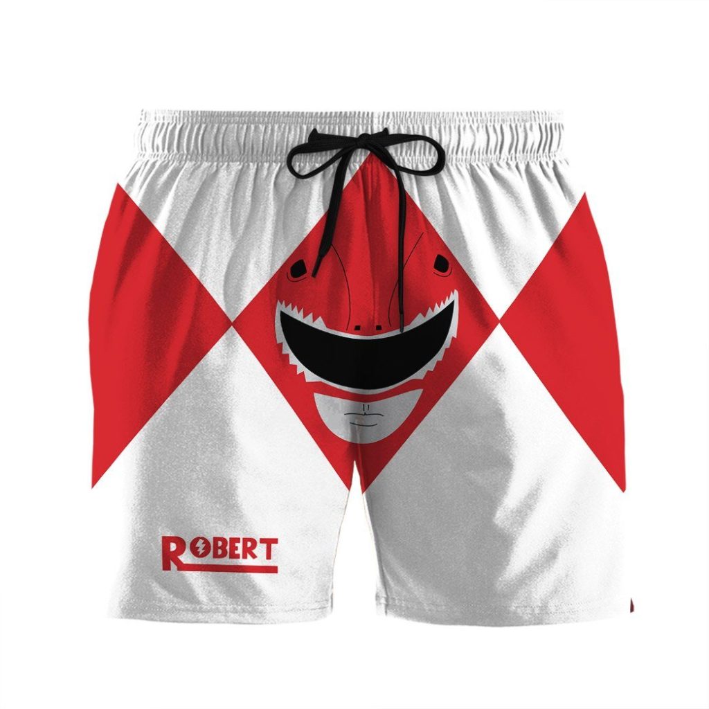 gearhumans 3d mighty morphin power rangers red ranger custom name beach shorts swim trunk gw0206211 men shorts men shorts s 237070 - Power Rangers Mall