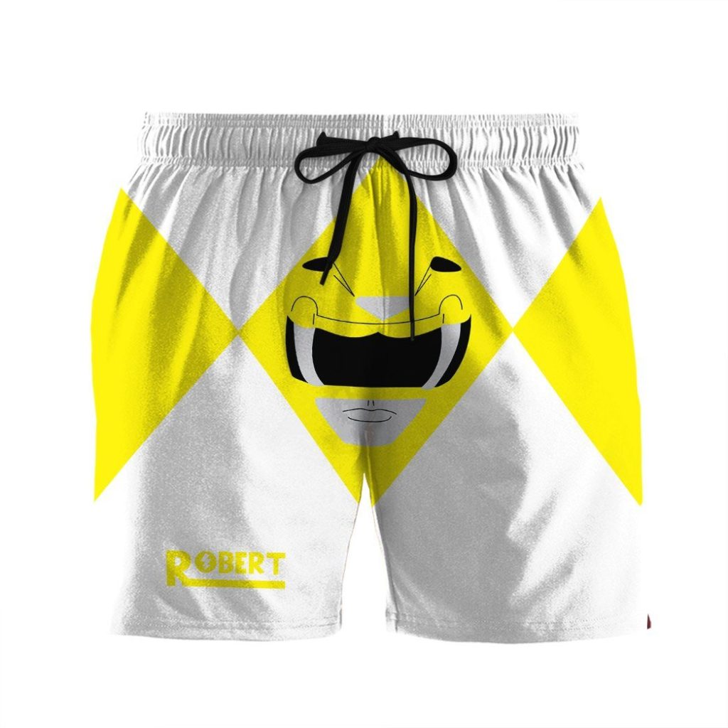 gearhumans 3d mighty morphin power rangers yellow ranger custom name beach shorts swim trunk gw0206213 men shorts men shorts s 295826 - Power Rangers Mall