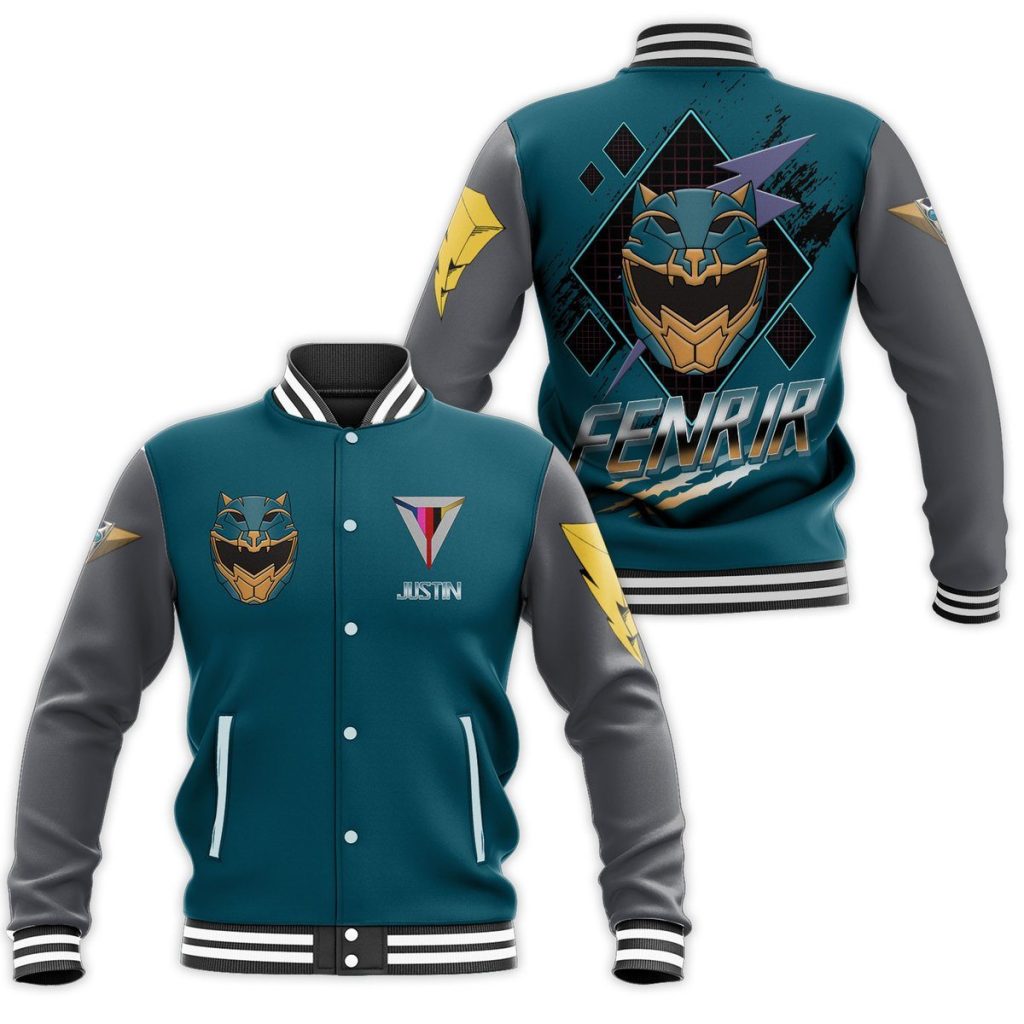 gearhumans 3d power rangers hyperforce fenrir custom name baseball jacket gw09043 baseball jacket 813158 - Power Rangers Mall