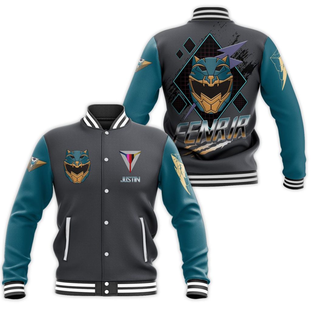 gearhumans 3d power rangers hyperforce fenrir custom name baseball jacket gw12041 baseball jacket 485382 - Power Rangers Mall