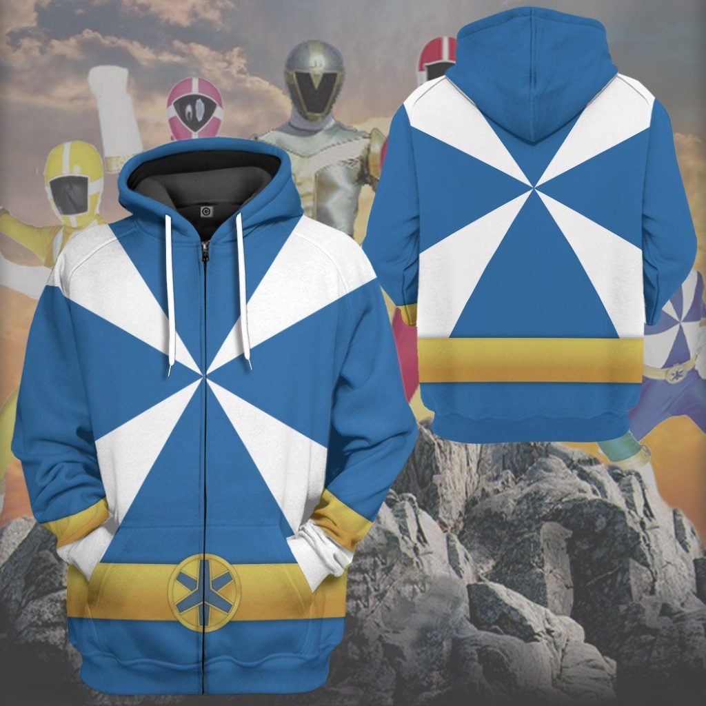 gearhumans 3d power rangers lightspeed rescue blue ranger custom tshirt hoodie apparel gw05042 3d apparel 180288 - Power Rangers Mall