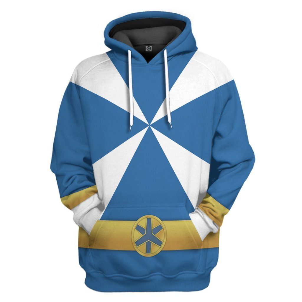gearhumans 3d power rangers lightspeed rescue blue ranger custom tshirt hoodie apparel gw05042 3d apparel hoodie s 993183 - Power Rangers Mall