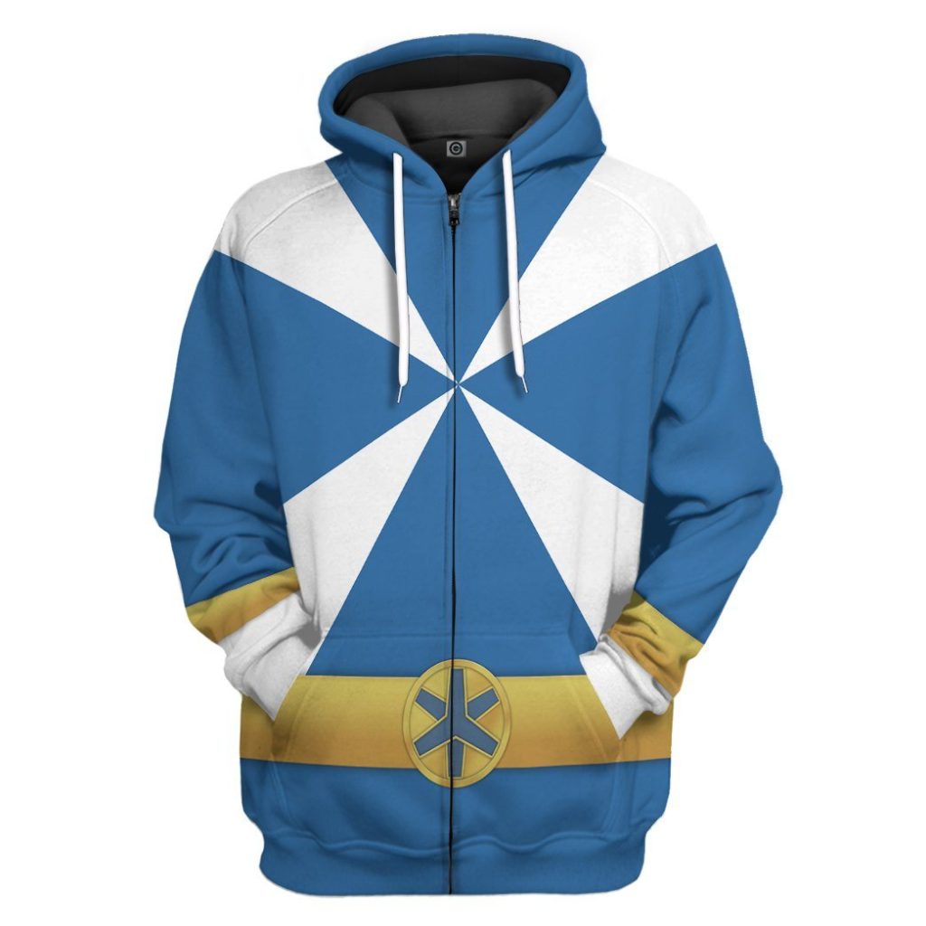 gearhumans 3d power rangers lightspeed rescue blue ranger custom tshirt hoodie apparel gw05042 3d apparel zip hoodie s 819338 - Power Rangers Mall