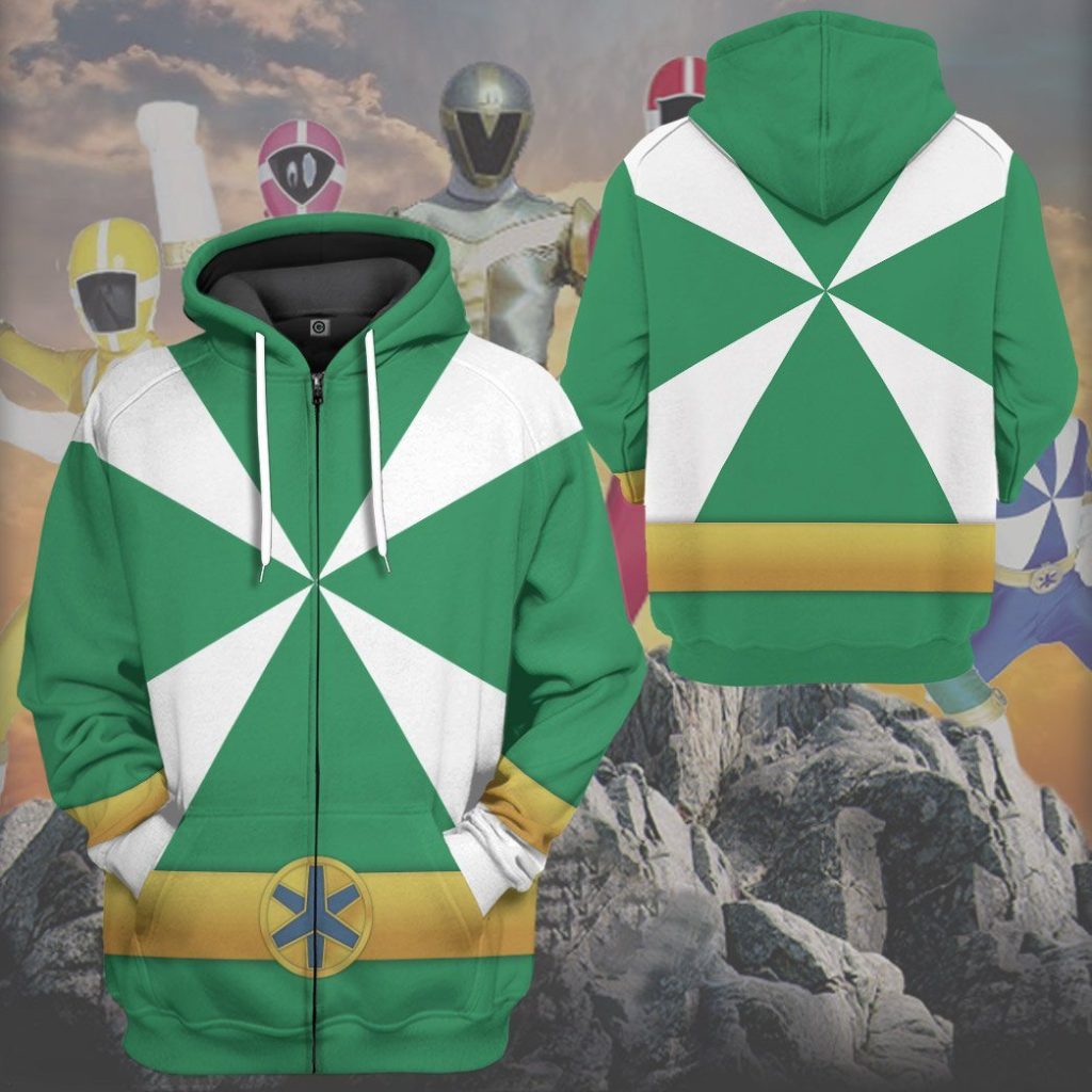 gearhumans 3d power rangers lightspeed rescue green ranger custom tshirt hoodie apparel gw05043 3d apparel 799279 - Power Rangers Mall