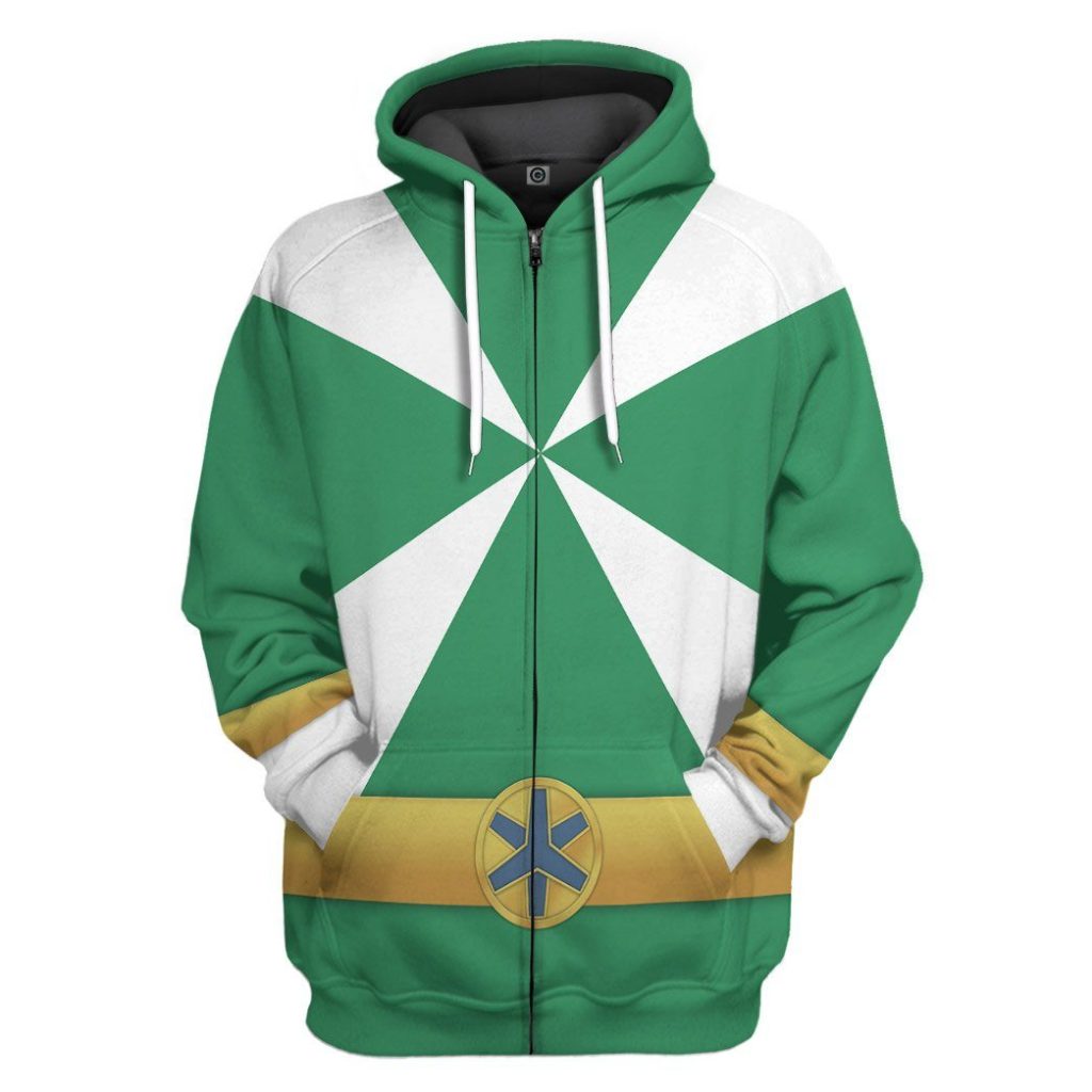 gearhumans 3d power rangers lightspeed rescue green ranger custom tshirt hoodie apparel gw05043 3d apparel zip hoodie s 219123 - Power Rangers Mall