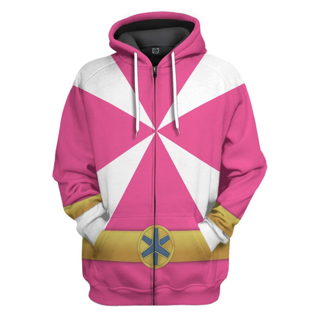 gearhumans 3d power rangers lightspeed rescue pink ranger custom tshirt hoodie apparel gw05044 3d apparel zip hoodie s 166434 - Power Rangers Mall