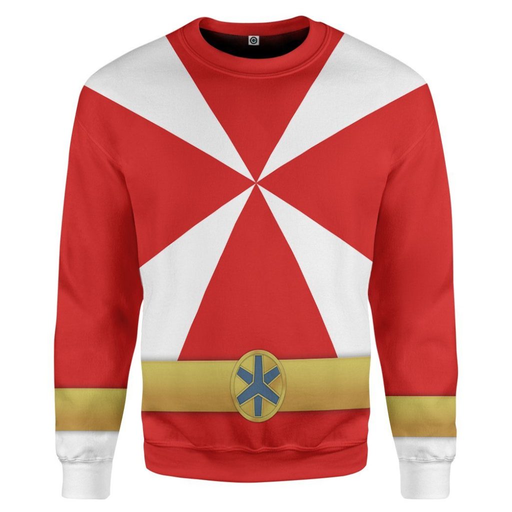 gearhumans 3d power rangers lightspeed rescue red ranger custom tshirt hoodie apparel gw05041 3d apparel long sleeve s 229719 - Power Rangers Mall