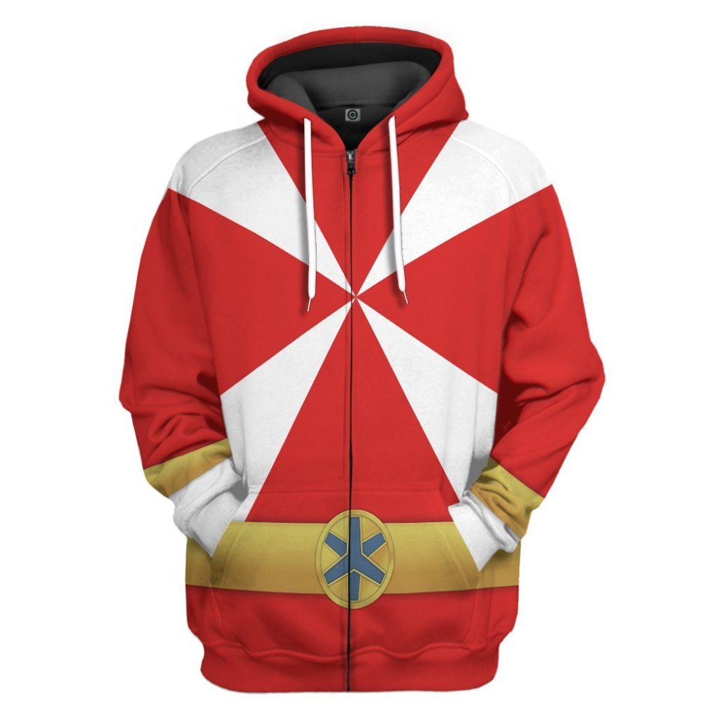 gearhumans 3d power rangers lightspeed rescue red ranger custom tshirt hoodie apparel gw05041 3d apparel zip hoodie s 800171 - Power Rangers Mall