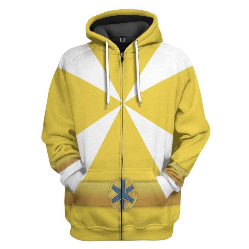 gearhumans 3d power rangers lightspeed rescue yellow ranger custom tshirt hoodie apparel gw05045 3d apparel zip hoodie s 415525 - Power Rangers Mall