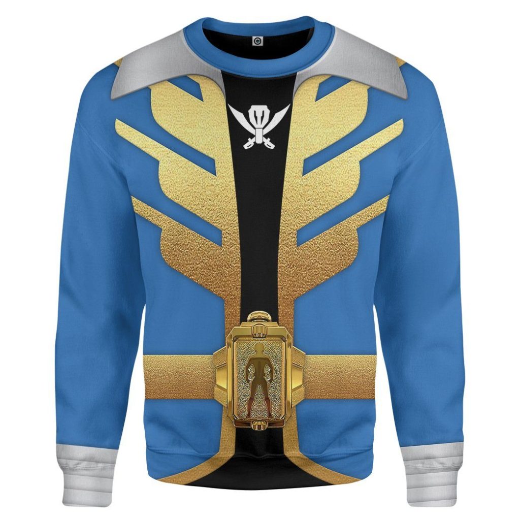 gearhumans 3d power rangers megaforce blue ranger custom tshirt hoodie apparel gw05046 3d apparel long sleeve s 373792 - Power Rangers Mall