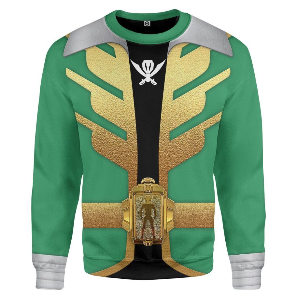 gearhumans 3d power rangers megaforce green ranger custom tshirt hoodie apparel gw05043 3d apparel long sleeve s 788633 - Power Rangers Mall