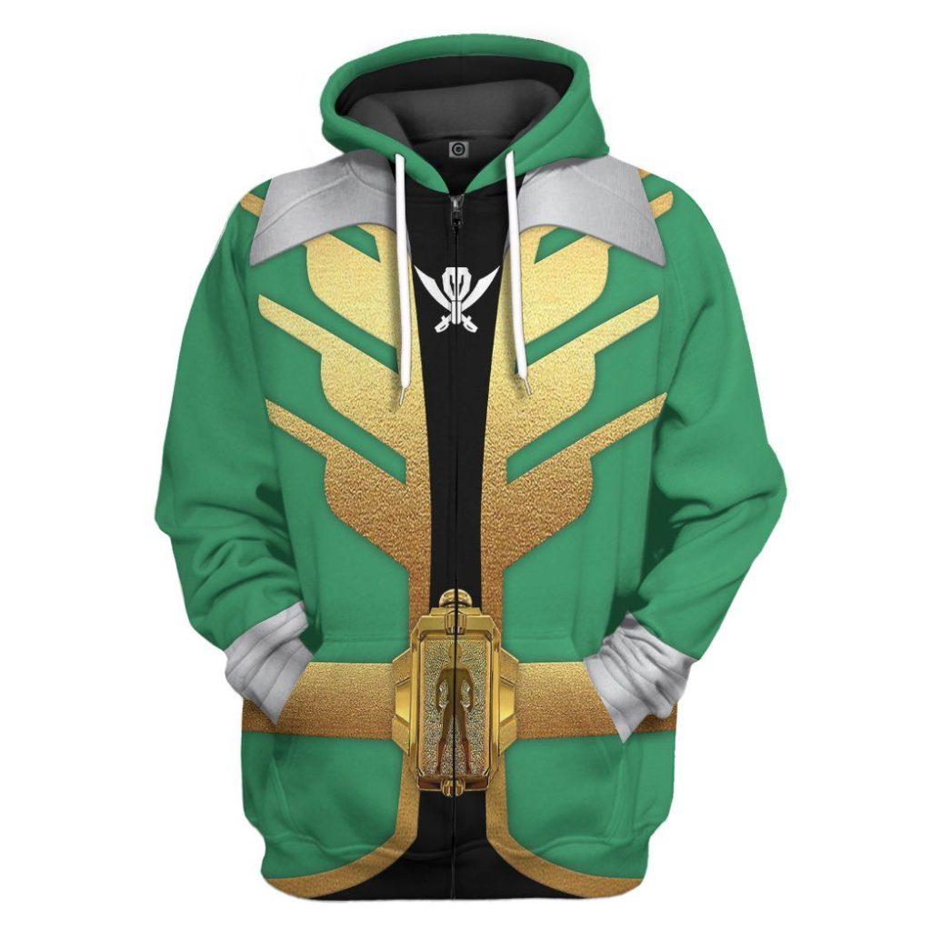 gearhumans 3d power rangers megaforce green ranger custom tshirt hoodie apparel gw05043 3d apparel zip hoodie s 245714 - Power Rangers Mall