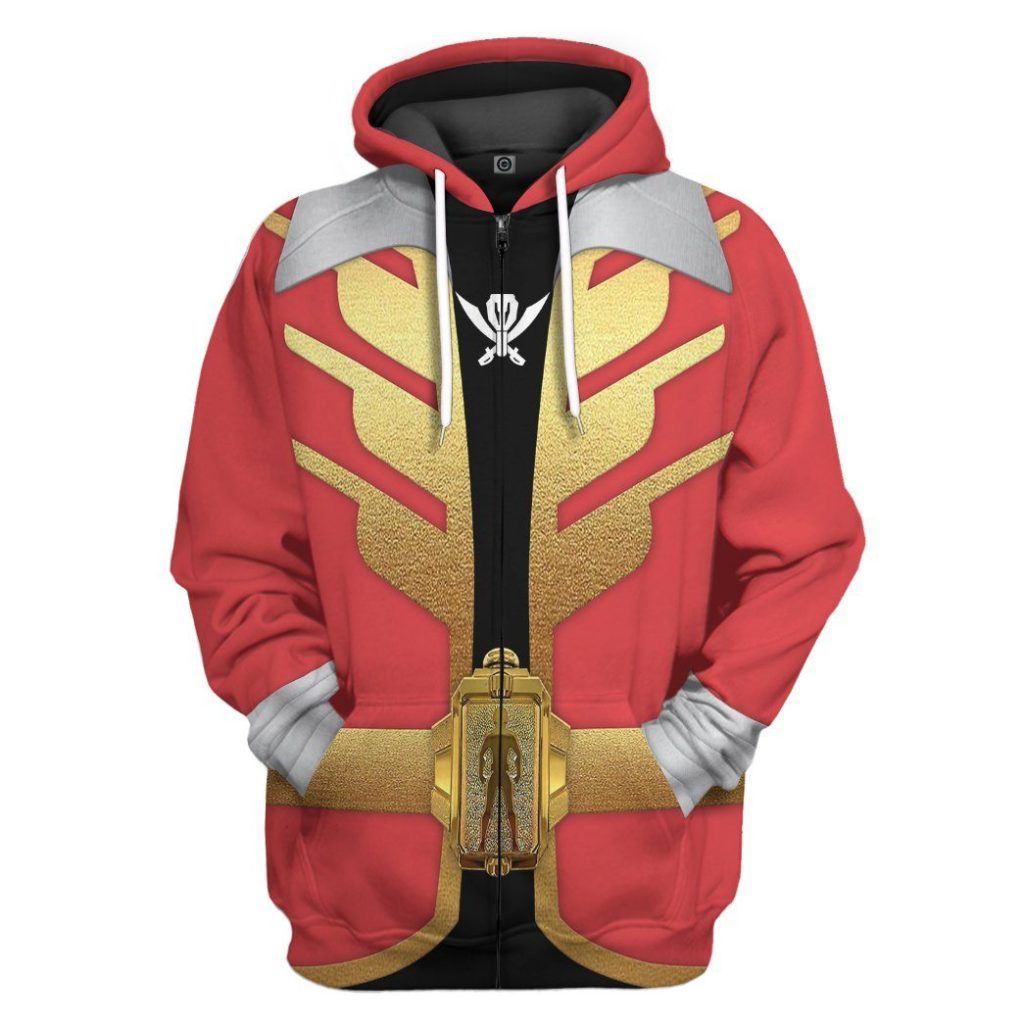 gearhumans 3d power rangers megaforce red ranger custom tshirt hoodie apparel gw05045 3d apparel zip hoodie s 319940 - Power Rangers Mall