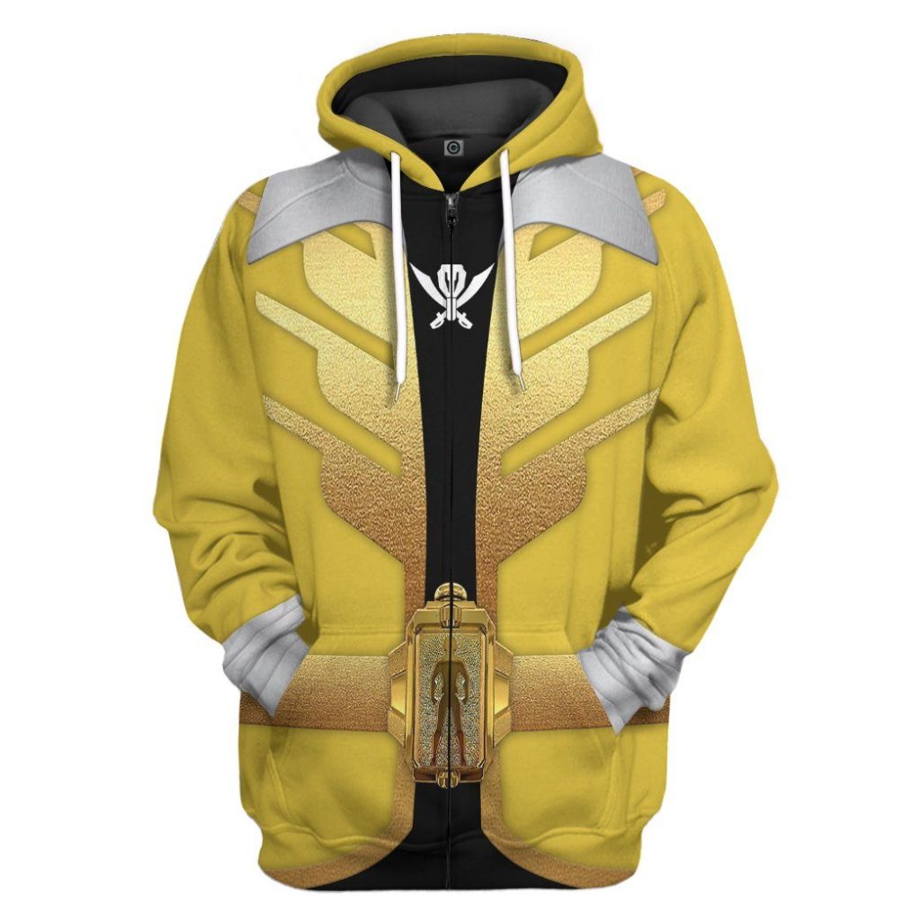 gearhumans 3d power rangers megaforce yellow ranger custom tshirt hoodie apparel gw05044 3d apparel zip hoodie s 538788 - Power Rangers Mall