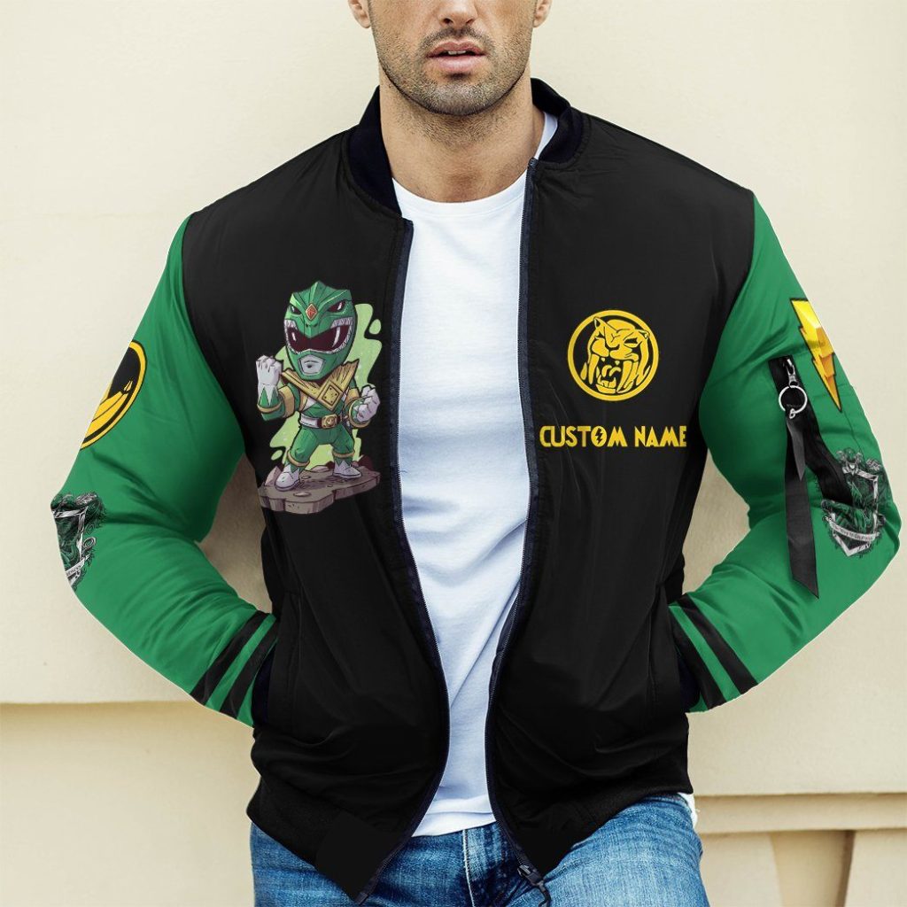 gearhumans gearhuman 3d mighty morphin power ranger green custom name bomber gk190117 bomber 154225 - Power Rangers Mall