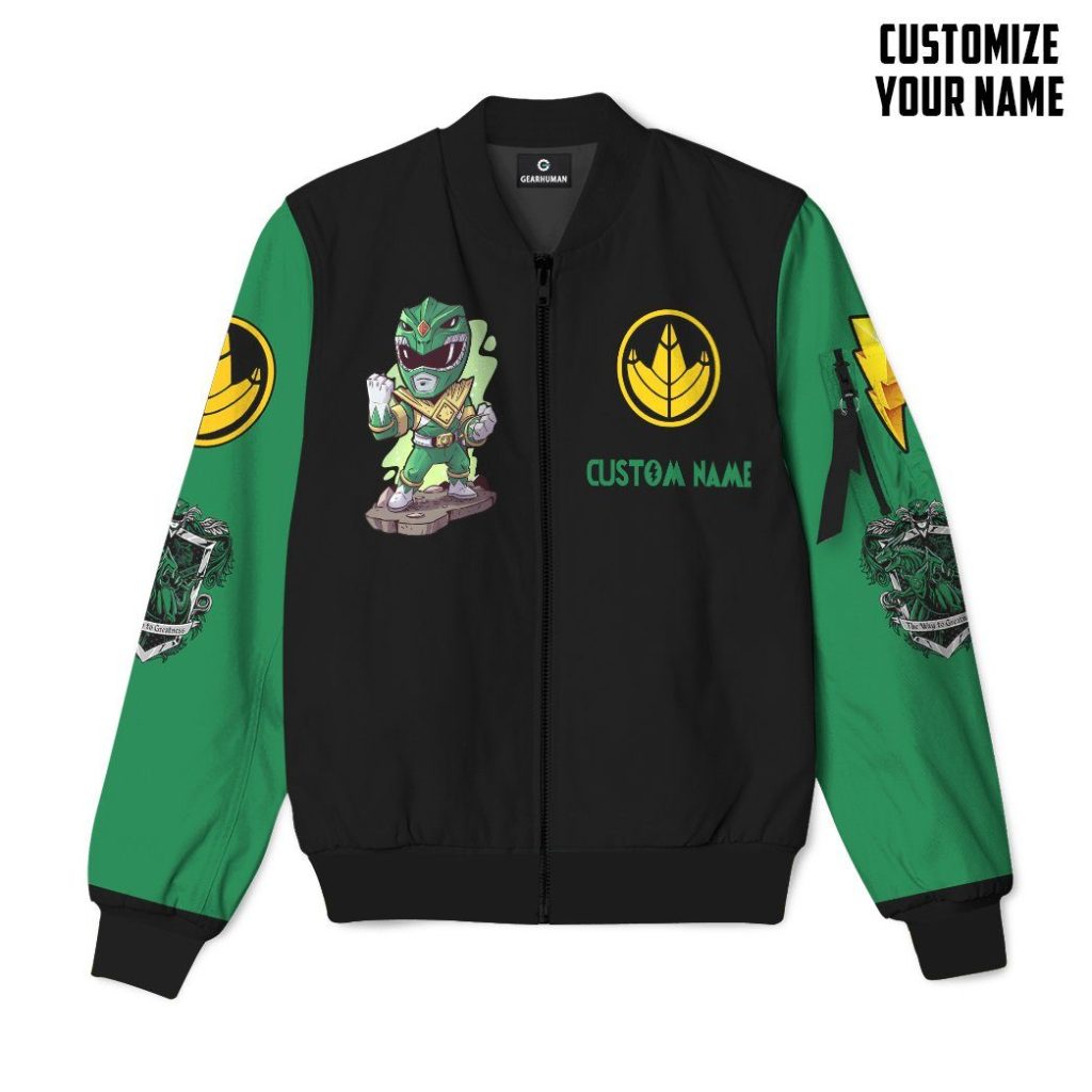 gearhumans gearhuman 3d mighty morphin power ranger green custom name bomber gk190117 bomber jacket bomber s 926636 - Power Rangers Mall