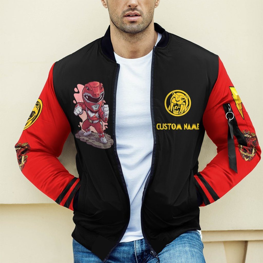 gearhumans gearhuman 3d mighty morphin power ranger red custom name bomber gk190118 bomber 897817 - Power Rangers Mall