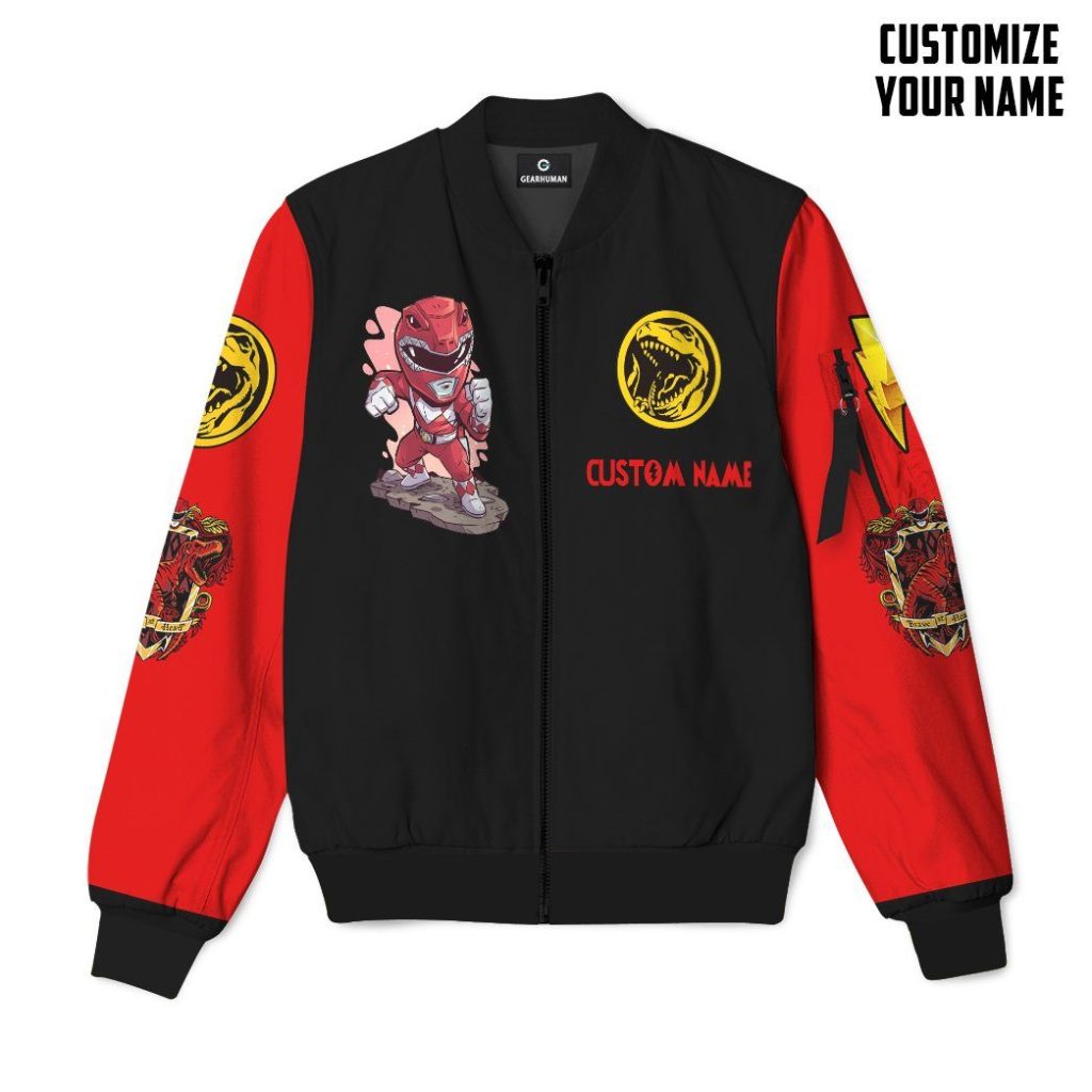 gearhumans gearhuman 3d mighty morphin power ranger red custom name bomber gk190118 bomber jacket bomber s 399910 - Power Rangers Mall