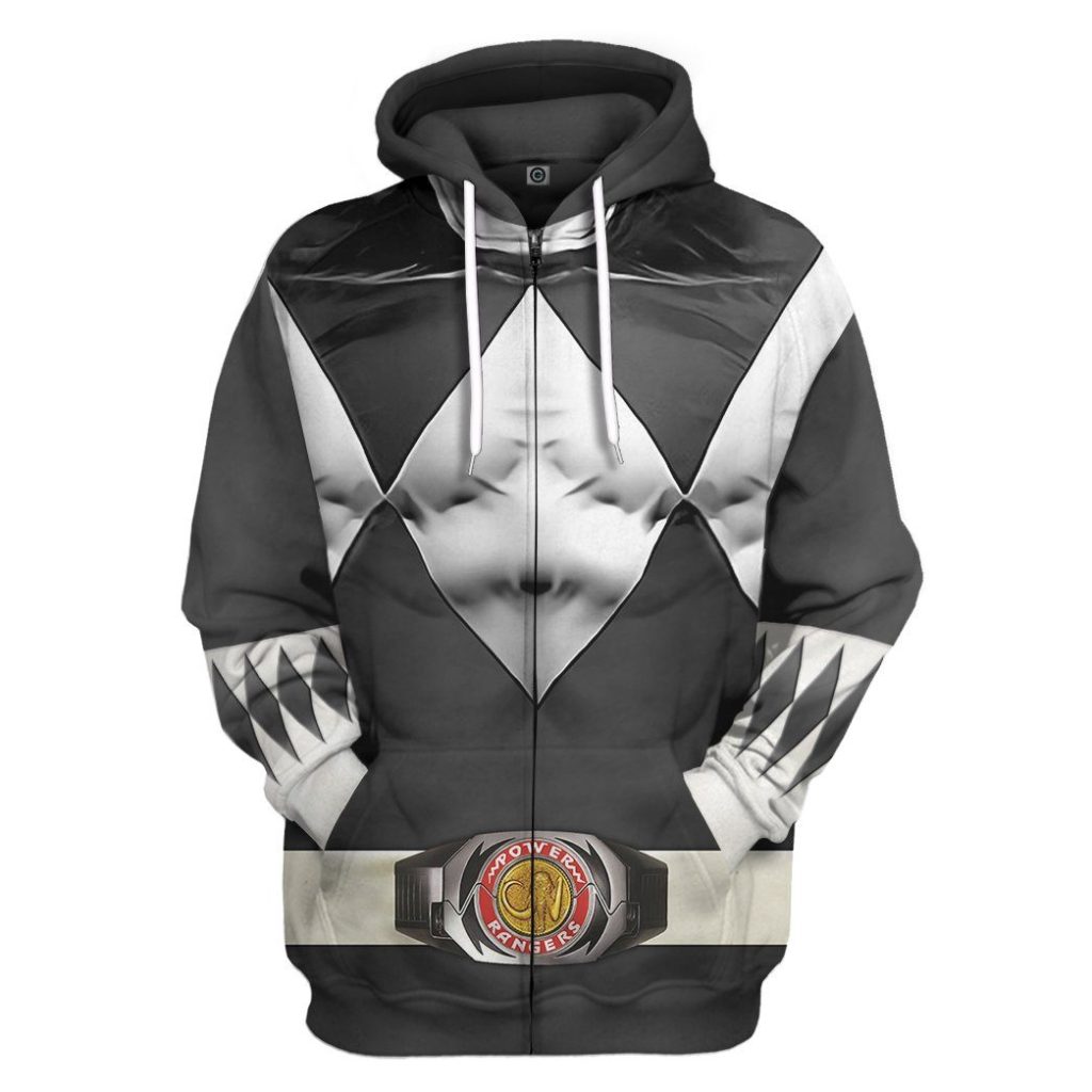 gearhumans mighty morphin black power rangers custom hoodie apparel gn25096 3d apparel zip hoodie s 981206 - Power Rangers Mall