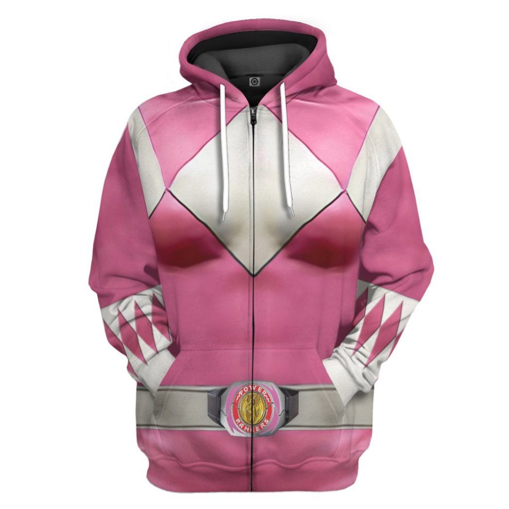 gearhumans mighty morphin pink power rangers custom hoodie apparel gn25092 3d apparel zip hoodie s 835749 - Power Rangers Mall