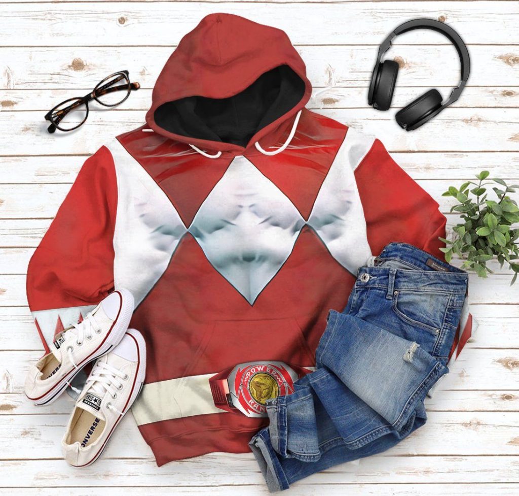 gearhumans mighty morphin red power rangers custom hoodie apparel gn25097 3d apparel 337538 - Power Rangers Mall