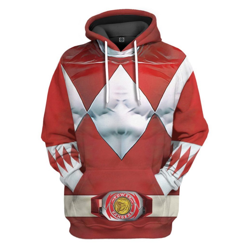 gearhumans mighty morphin red power rangers custom hoodie apparel gn25097 3d apparel hoodie s 659551 - Power Rangers Mall