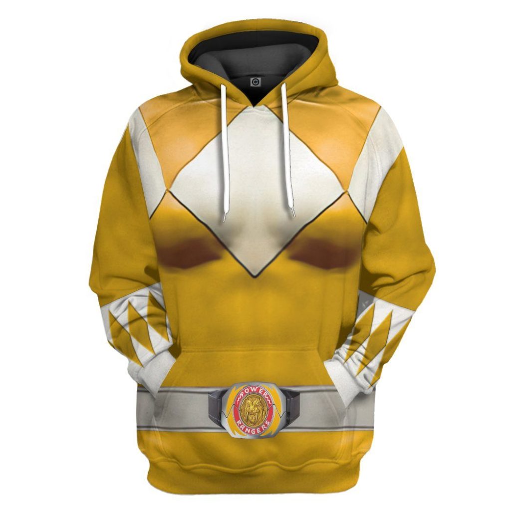 gearhumans mighty morphin yellow power rangers custom hoodie apparel gn25095 3d apparel hoodie s 546217 - Power Rangers Mall