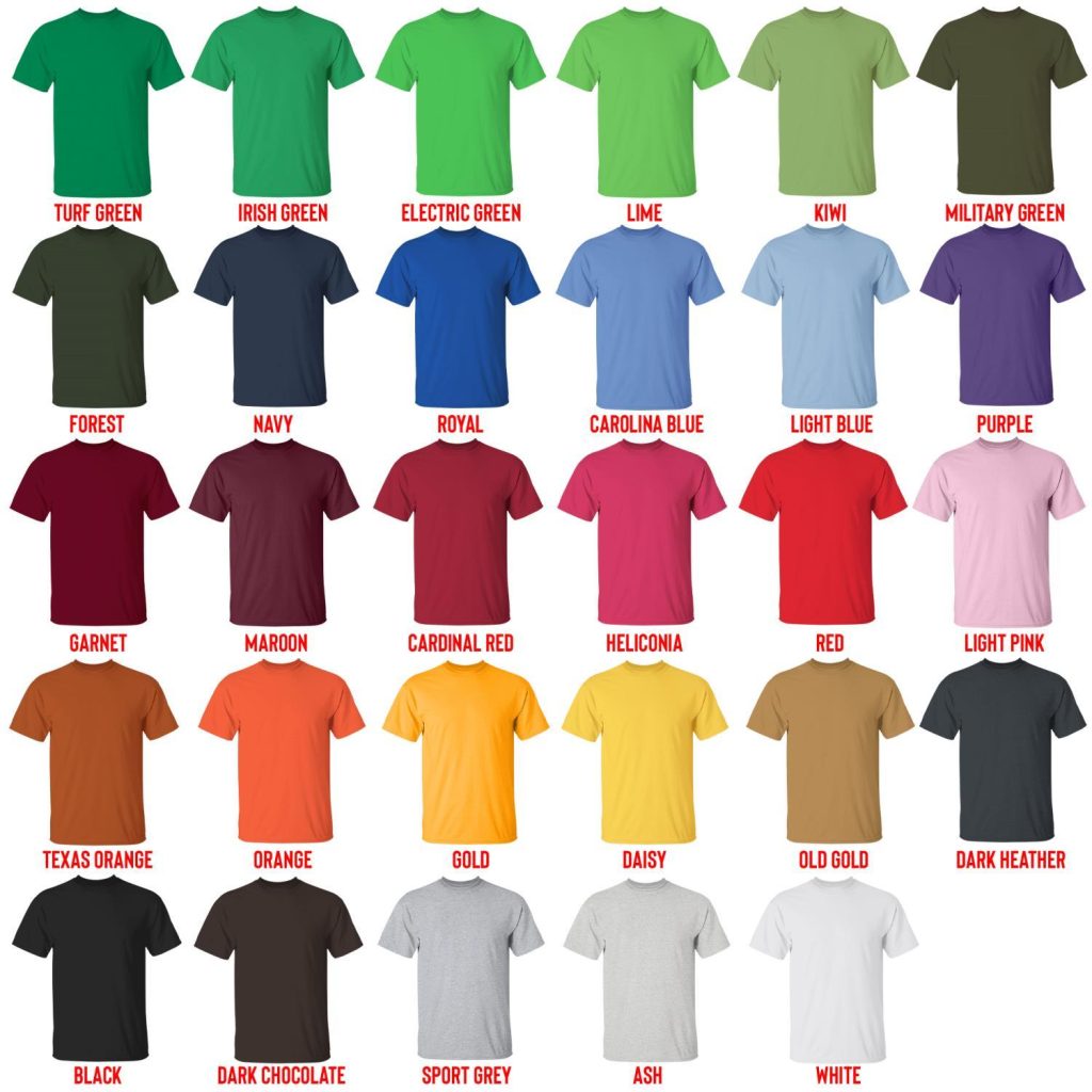 t shirt color chart 1 - Power Rangers Mall